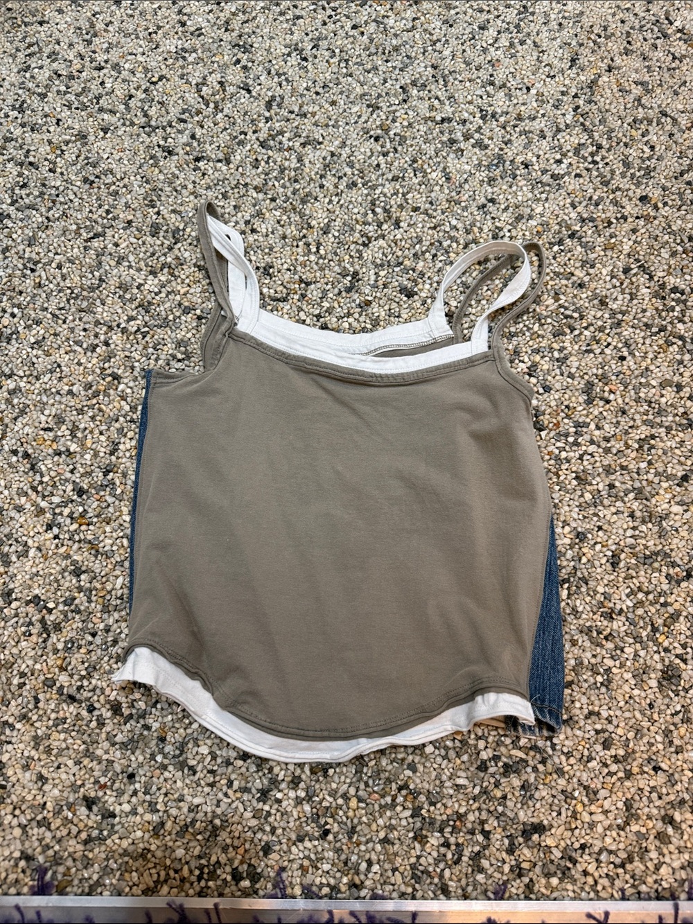 Sleeveless Layered Olive Tank Top